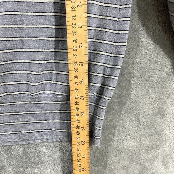 J Crew 100% Merino Wool Striped Gray Sweater Crewneck 3/4 Sleeve Womens Sz XS - Picture 7 of 8